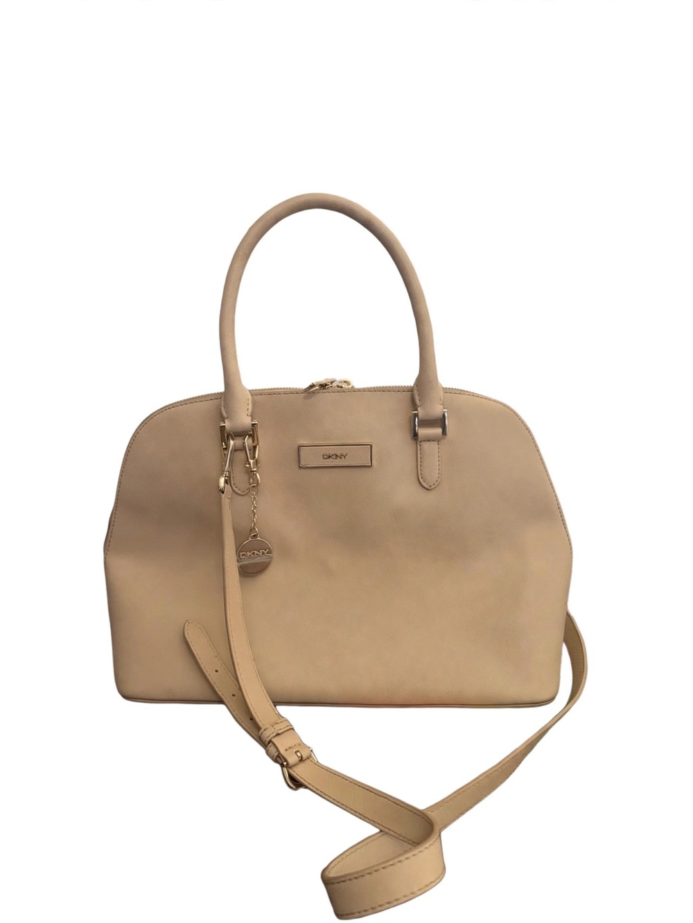 DKNY Neutral Beige Dome Satchel with Detachable Strap